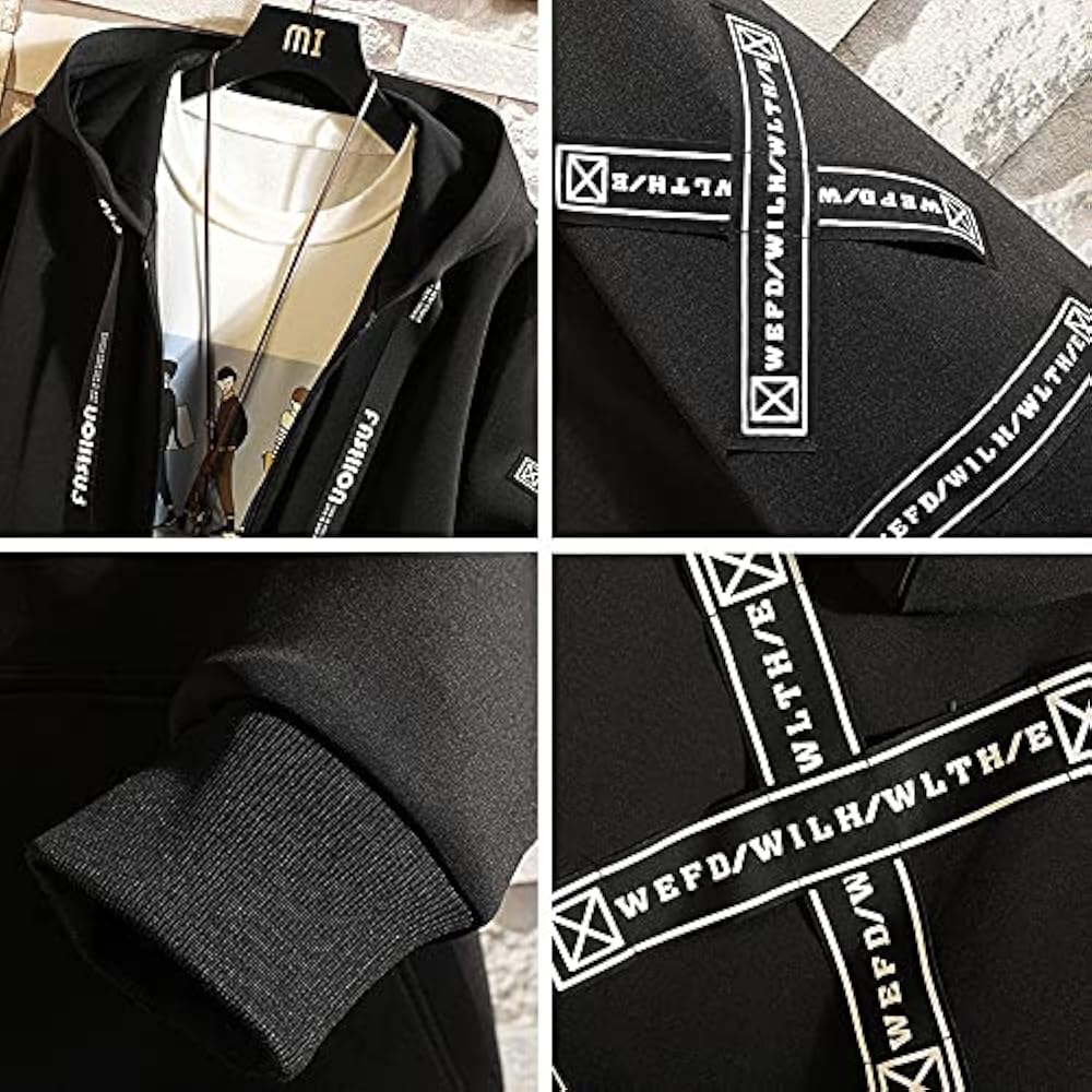 PEXIZUAN Autumn Men Hooded Jackets Print Harajuku